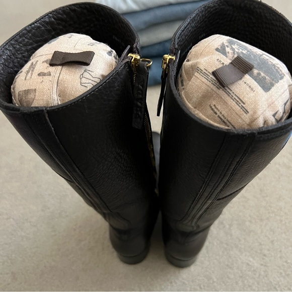 PRADA Vitello Daino Moro Brown Pebbled Leather Riding Boots Zipper Closure - Picture 5 of 16